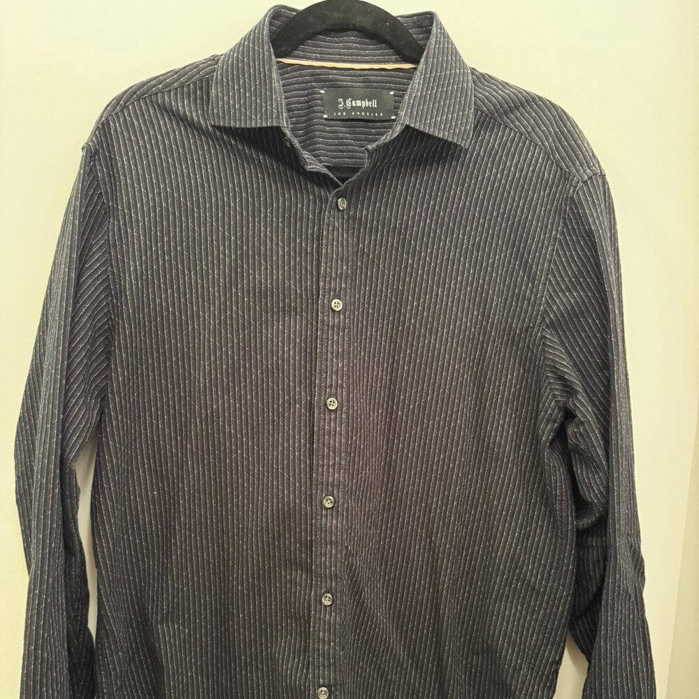 J. Campbell Los Angeles Men's Black  Button Down Up‎ Shirt Large